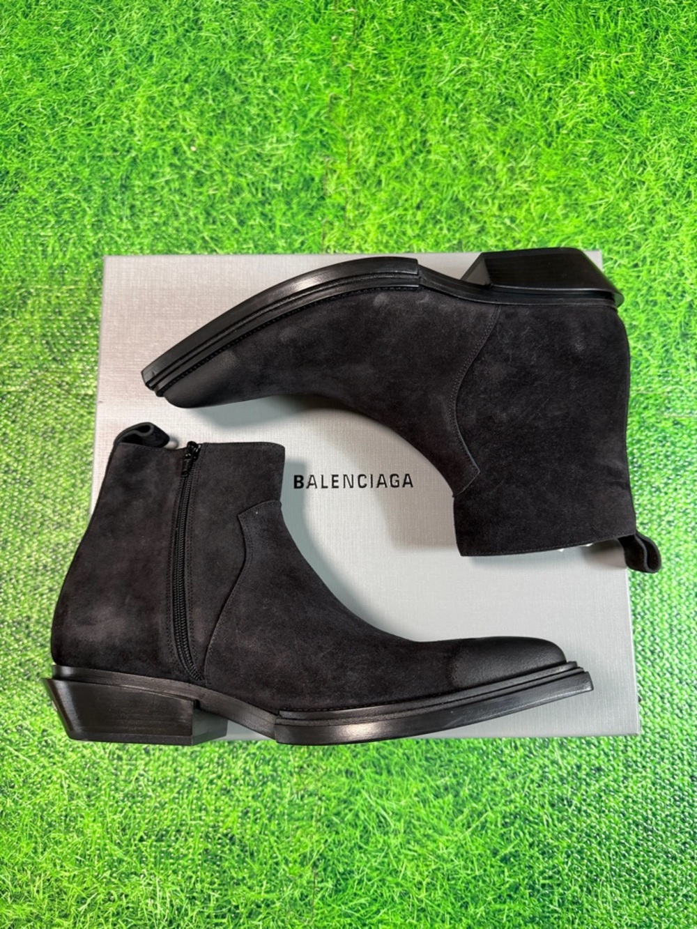 Balenciaga Black Suede Santiag Bootie, Size 43 Made in Italy New With Box